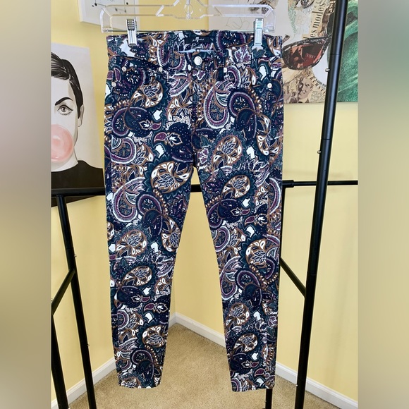 💫HP‼️💫 7 FOR ALL MANKIND Ankle Skinny Jeans in Allover Paisley Print, Size 29 - Picture 9 of 9